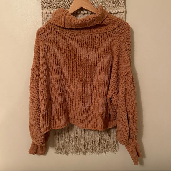 Free People camel cowl neck sweater - Picture 4 of 7